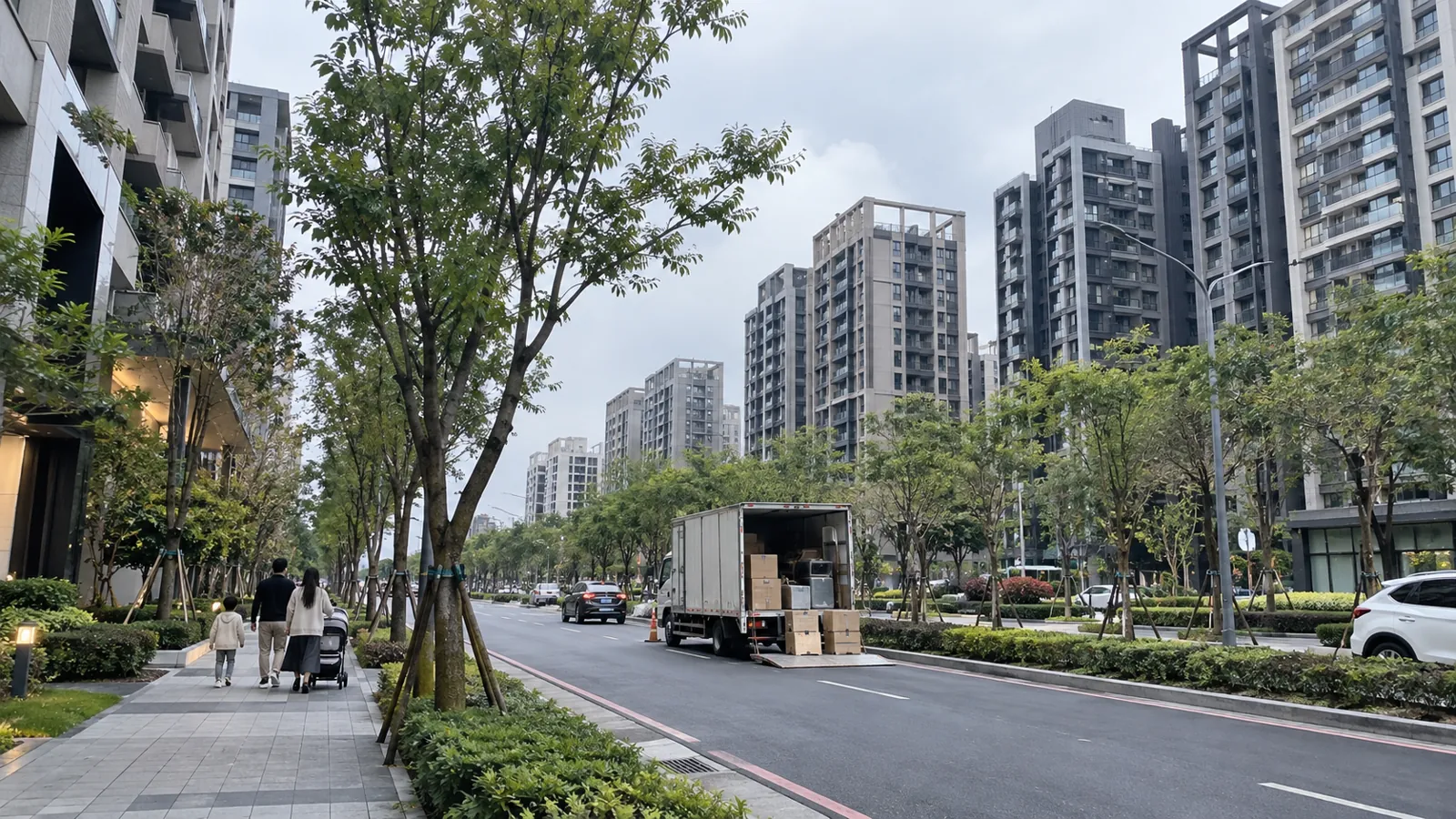搬家貨車忙著卸下家具,新興社區迎來扎實自住買盤。