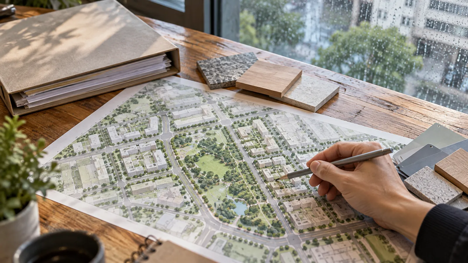 攤開大片綠地與街廓規劃藍圖,純住重劃區成換屋首選。